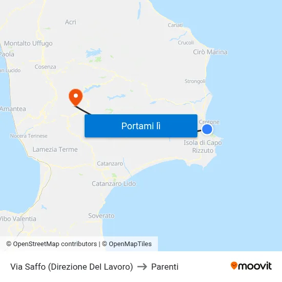 Via Saffo (Direzione Del Lavoro) to Parenti map