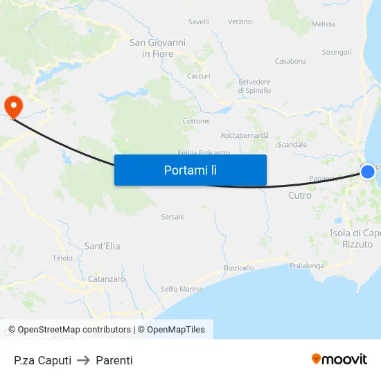 P.za Caputi to Parenti map