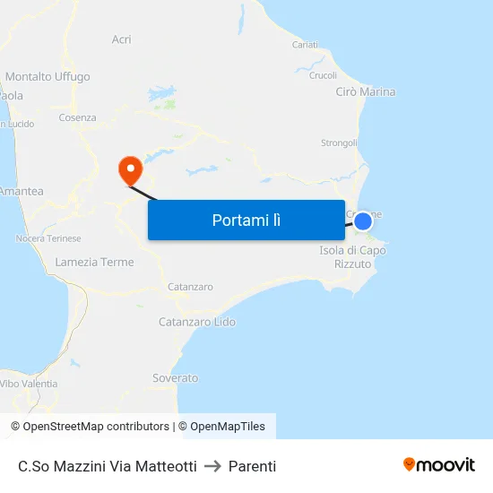C.So Mazzini Via Matteotti to Parenti map