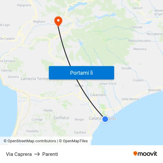 Via Caprera to Parenti map
