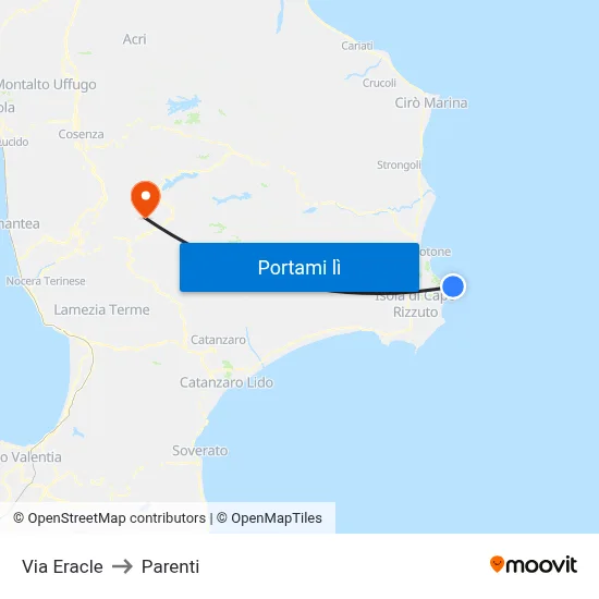 Via Eracle to Parenti map