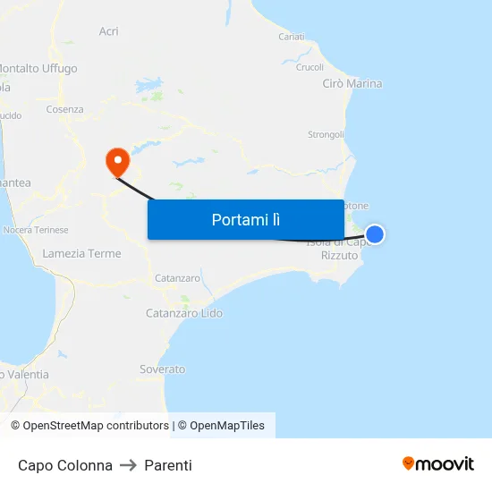 Capo Colonna to Parenti map
