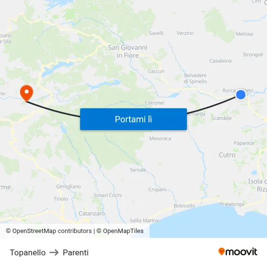 Topanello to Parenti map