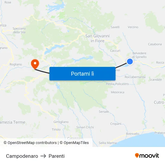 Campodenaro to Parenti map
