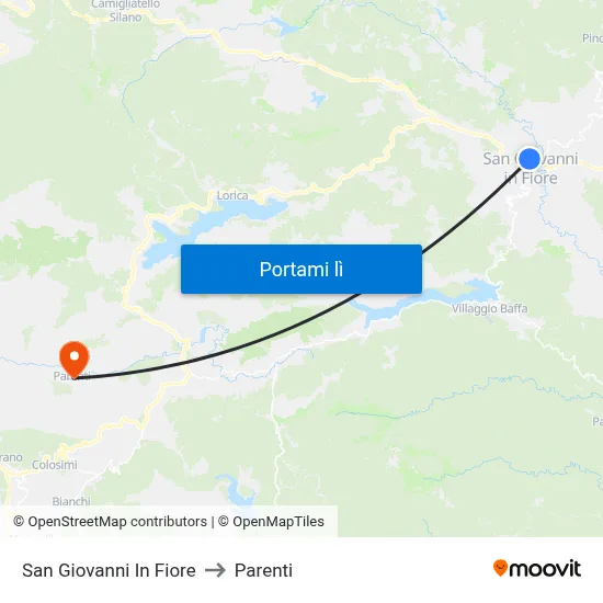 San Giovanni In Fiore to Parenti map