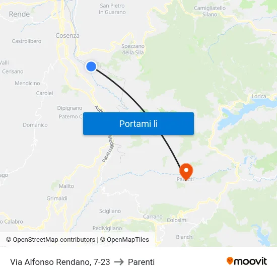 Via Alfonso Rendano, 7-23 to Parenti map