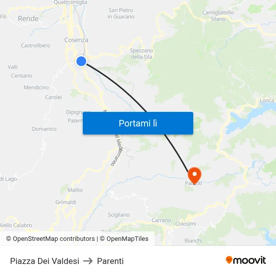 Piazza Dei Valdesi to Parenti map