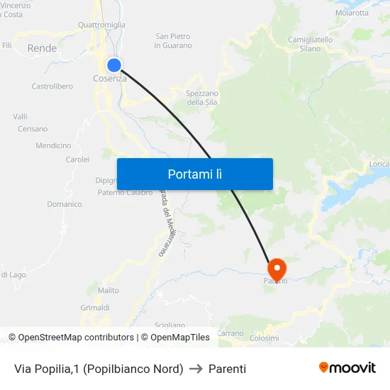 Via Popilia,1 (Popilbianco Nord) to Parenti map