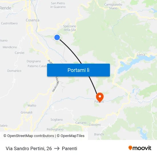 Via Sandro Pertini, 26 to Parenti map