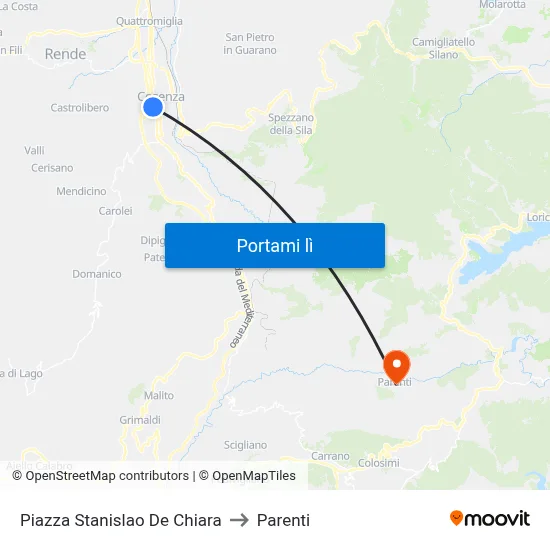 Piazza Stanislao De Chiara to Parenti map