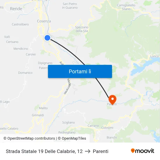 Strada Statale 19 Delle Calabrie, 12 to Parenti map