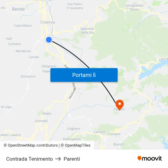 Contrada Tenimento to Parenti map