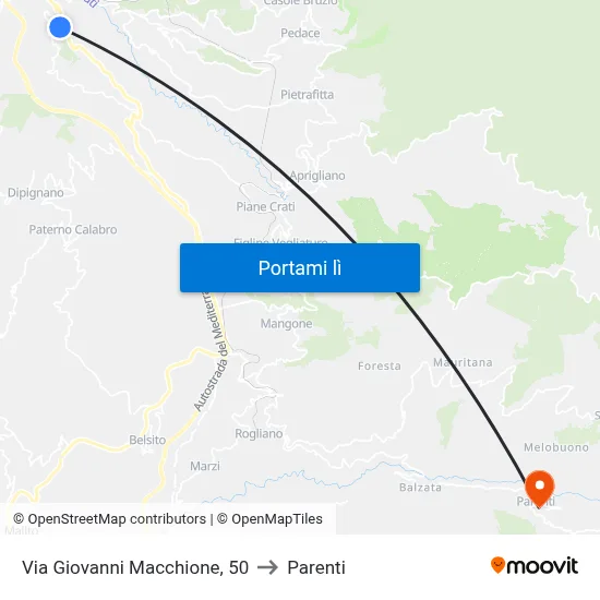 Via Giovanni Macchione, 50 to Parenti map