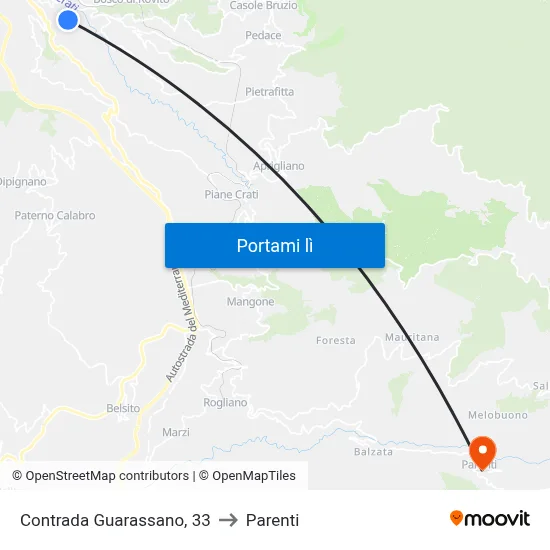 Contrada Guarassano, 33 to Parenti map