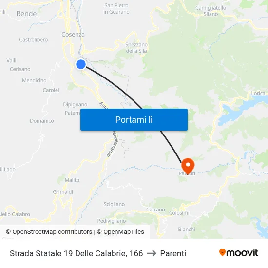 Strada Statale 19 Delle Calabrie, 166 to Parenti map