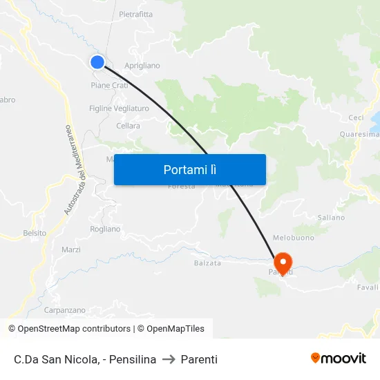 C.Da San Nicola, - Pensilina to Parenti map
