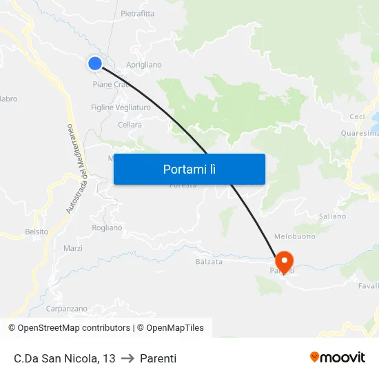 C.Da San Nicola, 13 to Parenti map