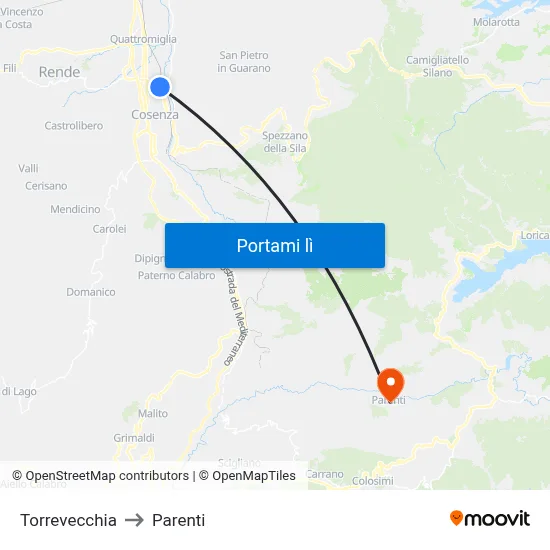 Torrevecchia to Parenti map