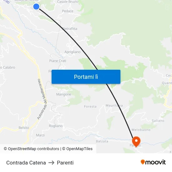 Contrada Catena to Parenti map