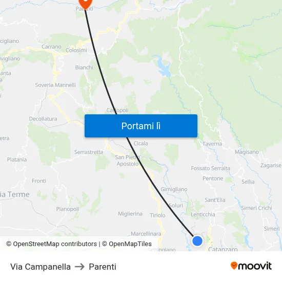 Via Campanella to Parenti map