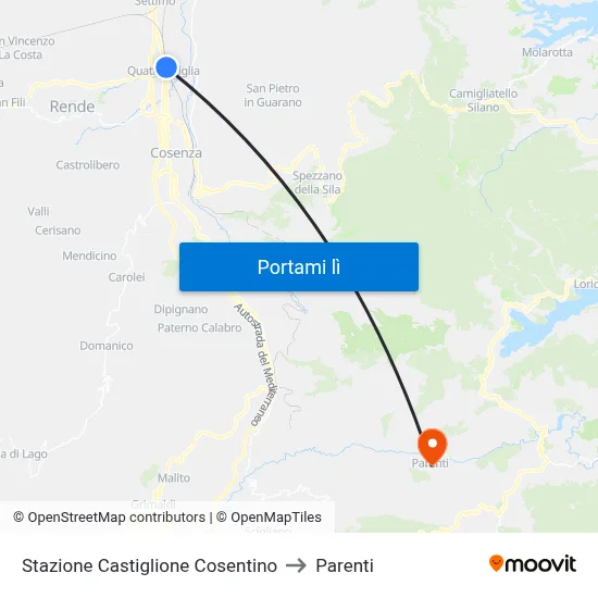 Stazione Castiglione Cosentino to Parenti map