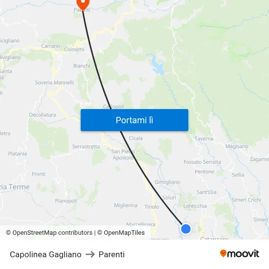 Capolinea Gagliano to Parenti map