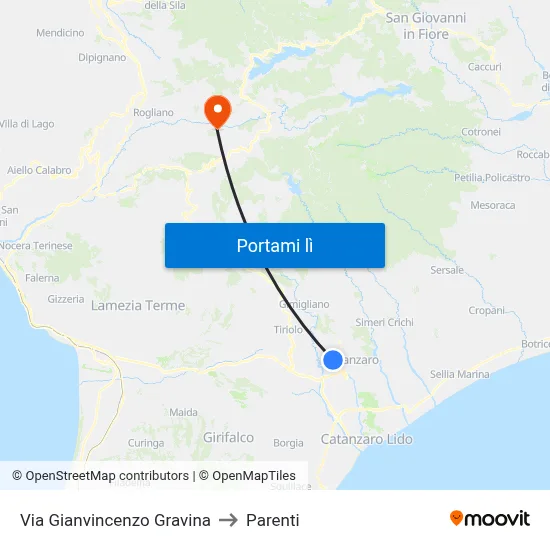 Via Gianvincenzo Gravina to Parenti map