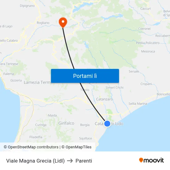 Viale Magna Grecia (Lidl) to Parenti map