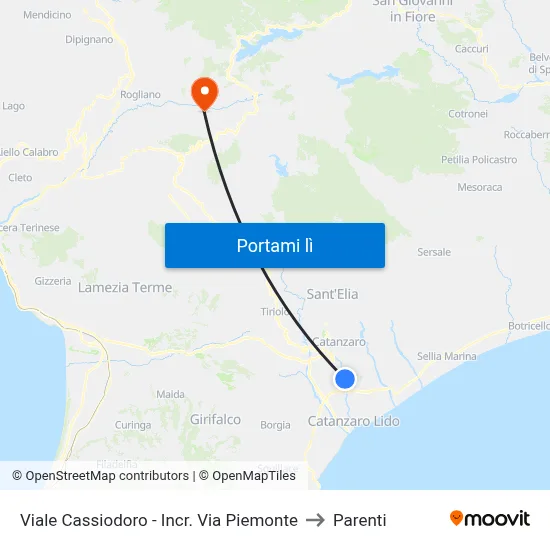 Viale Cassiodoro - Incr. Via Piemonte to Parenti map