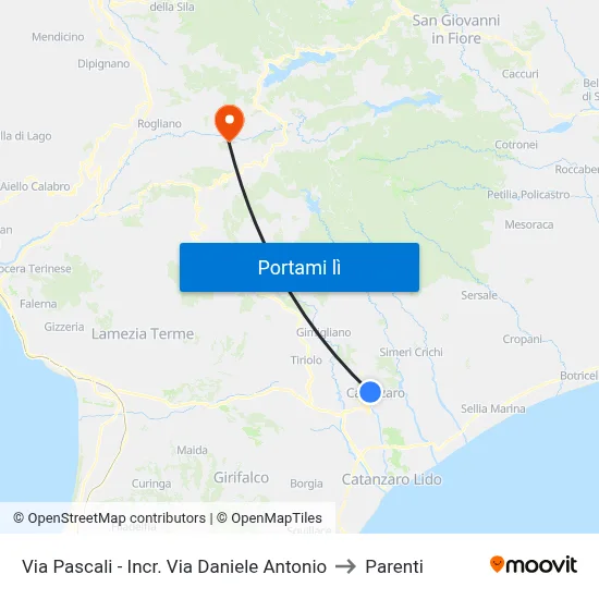 Via Pascali - Incr.  Via Daniele Antonio to Parenti map
