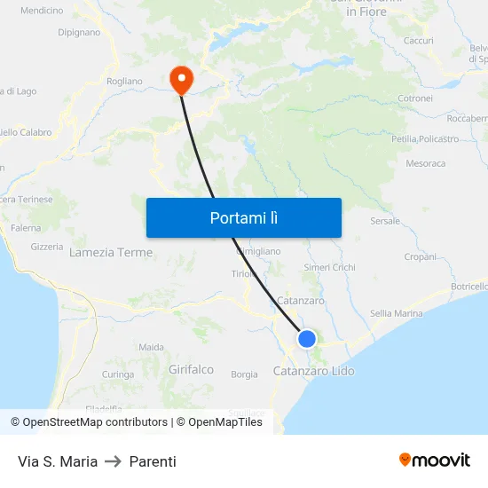 Via S. Maria to Parenti map