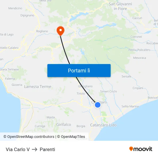 Via Carlo V to Parenti map