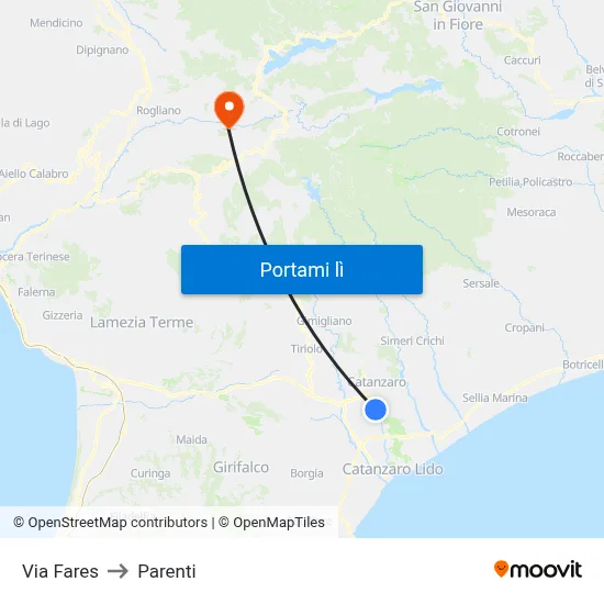 Via Fares to Parenti map