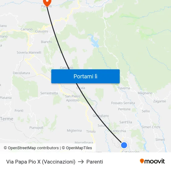 Via Papa Pio X (Vaccinazioni) to Parenti map