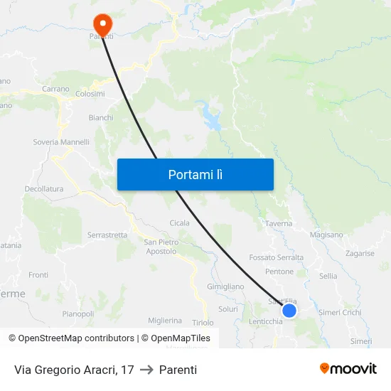 Via Gregorio Aracri, 17 to Parenti map