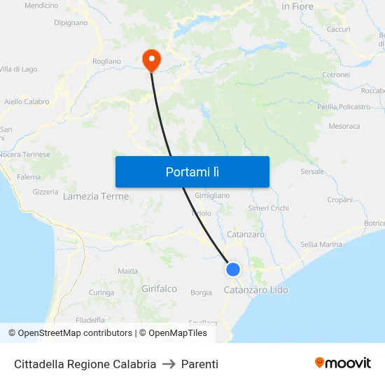 Cittadella Regione Calabria to Parenti map