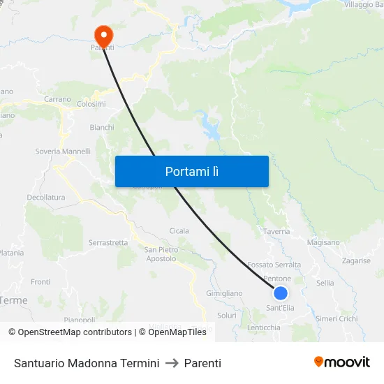 Santuario Madonna Termini to Parenti map