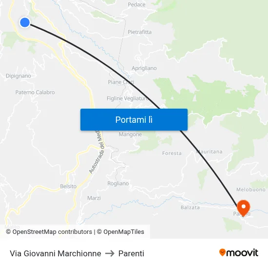 Via Giovanni Marchionne to Parenti map