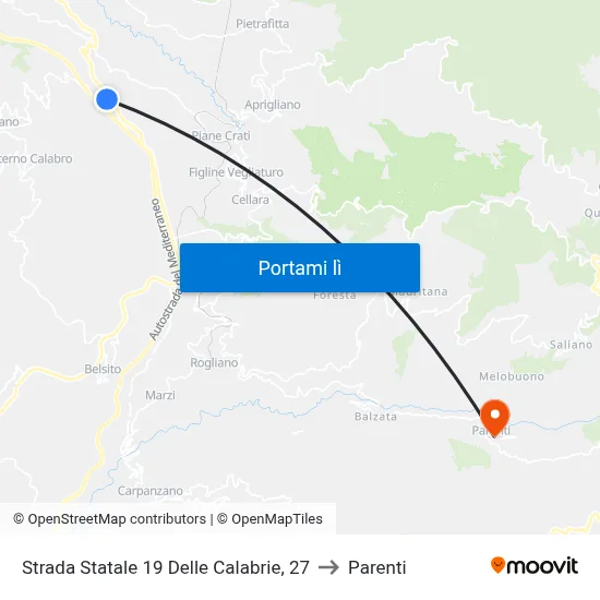 Strada Statale 19 Delle Calabrie, 27 to Parenti map