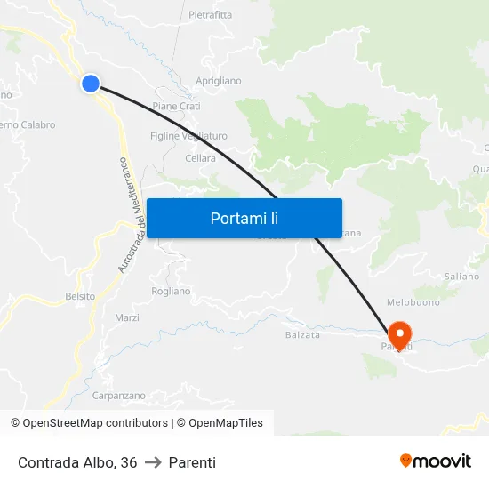 Contrada Albo, 36 to Parenti map