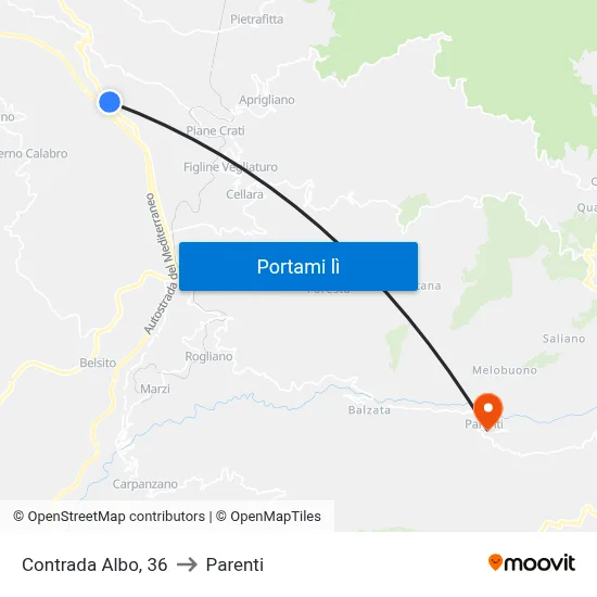 Contrada Albo, 36 to Parenti map