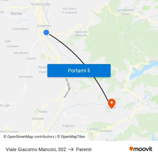 Viale Giacomo Mancini, 302 to Parenti map