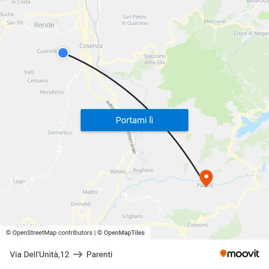 Via Dell'Unità,12 to Parenti map