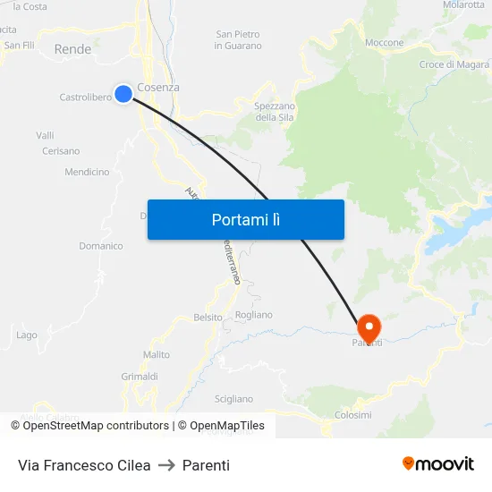 Via Francesco Cilea to Parenti map