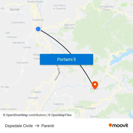 Ospedale Civile to Parenti map
