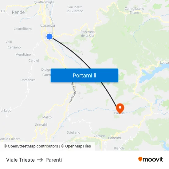 Viale Trieste to Parenti map