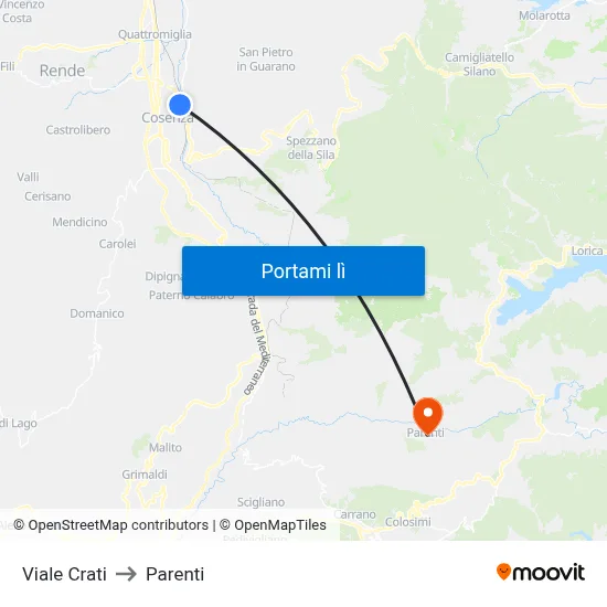 Viale Crati to Parenti map