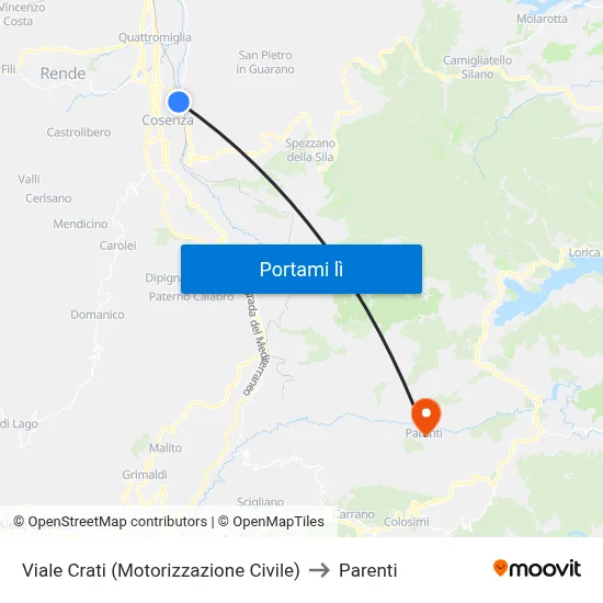 Viale Crati (Motorizzazione Civile) to Parenti map