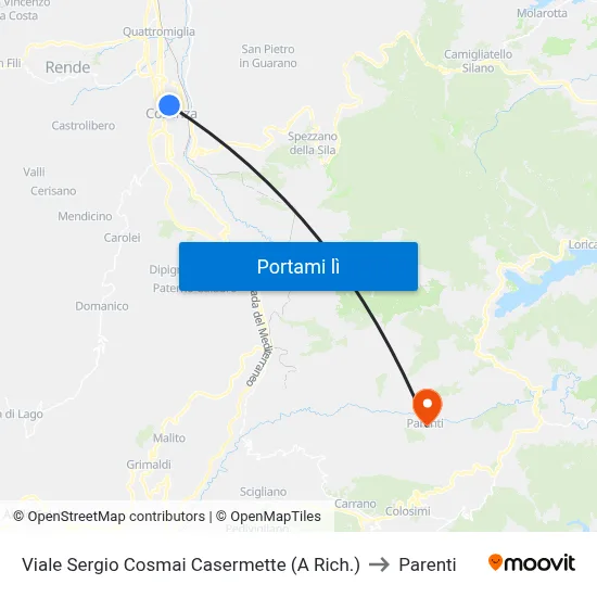 Viale Sergio Cosmai Casermette (A Rich.) to Parenti map
