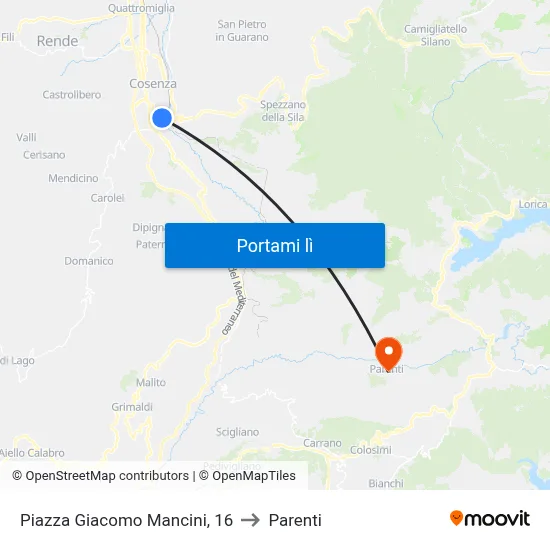 Piazza Giacomo Mancini, 16 to Parenti map